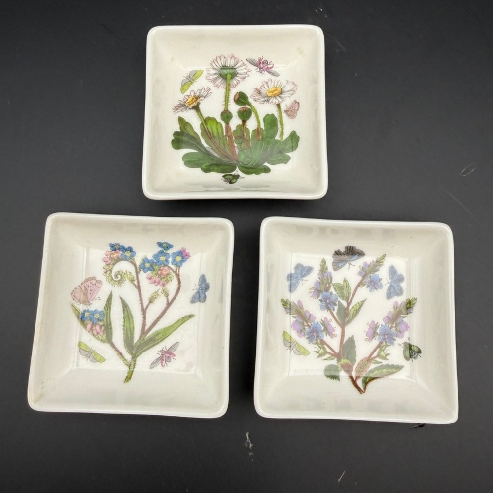 Portmeirion Botanic Garden Oil Dipping Bowls Set of 3 Floral Ceramic Cottage
